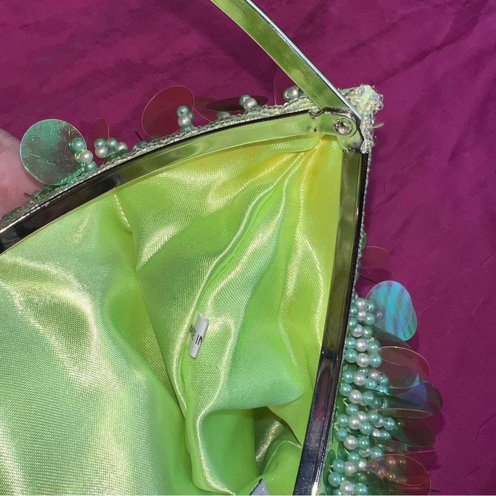 Green Beaded Vintage Y2K Shoulder Bag BRAT Style Purse - Picture 7 of 12